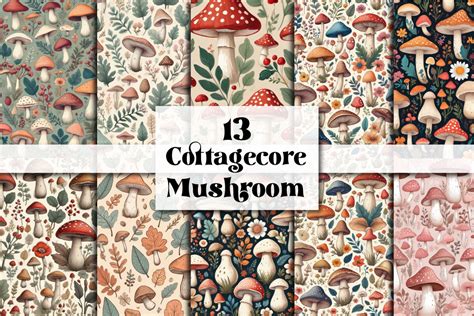 Cottagecore Mushroom Pattern Bundle Graphic By Ak Artwork · Creative Fabrica