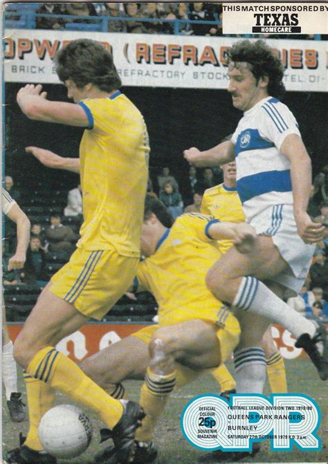 Qpr Burnley In Dec At Loftus Road Programme Cover Div Retro