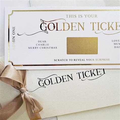 Golden Ticket Scratch Card Surprise Reveal Scratch Off Panel Concert