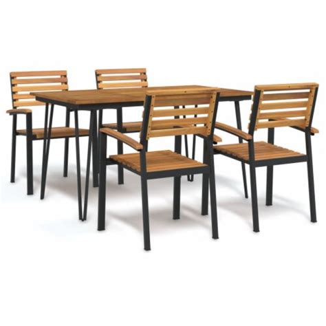 Vidaxl Piece Patio Dining Set Solid Wood Acacia And Metal