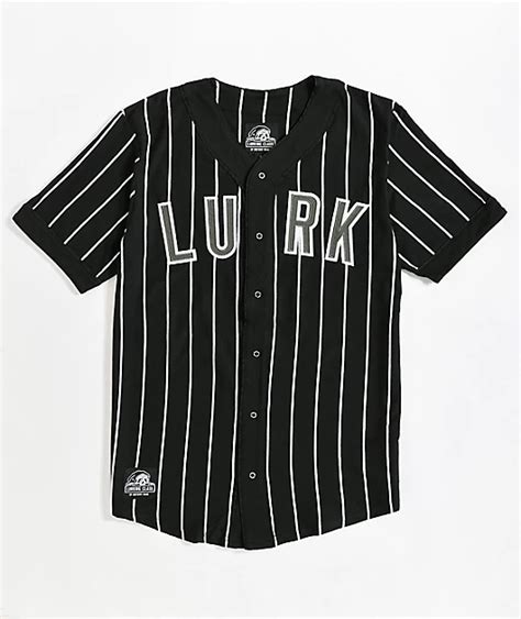 Lurking Class by Sketchy Tank Black & White Pinstripe Baseball Jersey