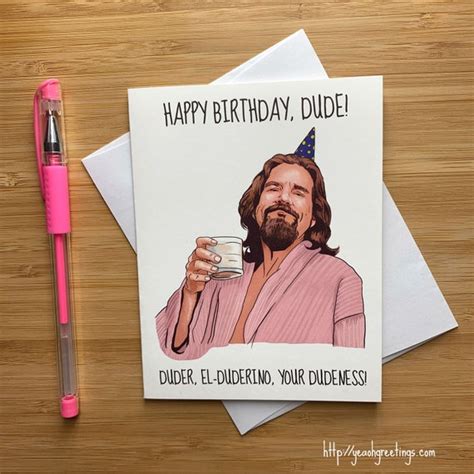 Funny Happy Birthday Dude Birthday Card Birthday Etsy