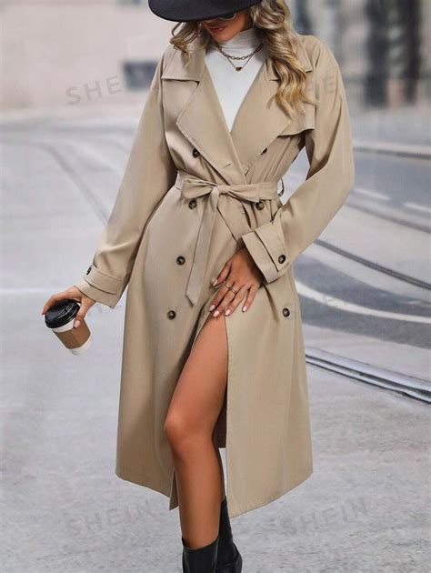 Shein Unity Double Breasted Belted Trench Coat Shein Uk