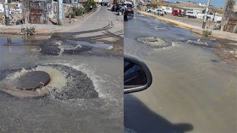 Lima San Juan De Miraflores Reportan Colapso De Buzón De Desagüe En