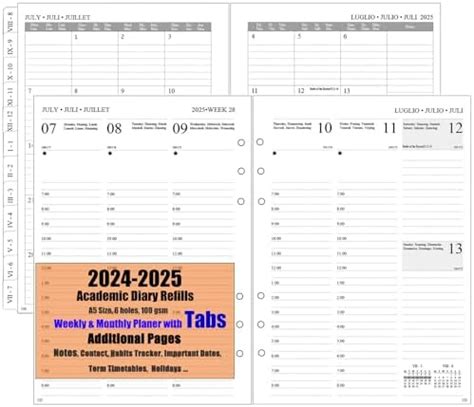 Recharge Pour Agenda Semainier Format A Organiseur