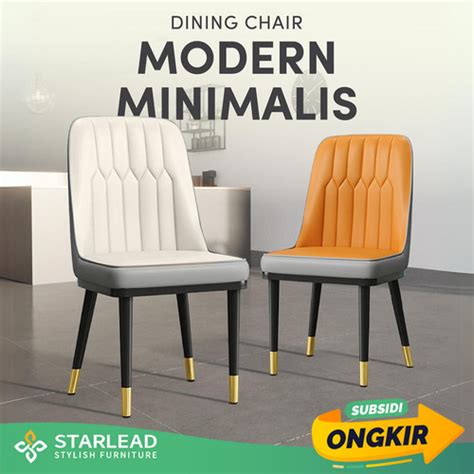 Jual Starlead Kursi Makan Modern Minimalis Orange White Abu Abu