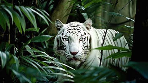 Tigre Branco No Papel De Parede Da Selva 4k Foto Premium