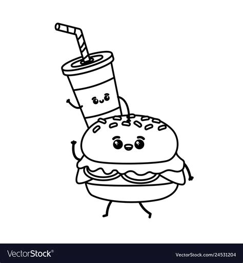 Kawaii Fast Food Royalty Free Vector Image Vectorstock