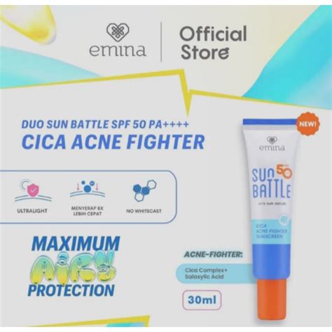 Jual Emina Sunscreen Sun Battle SPF 50 PA CICA ACNE BARRIER