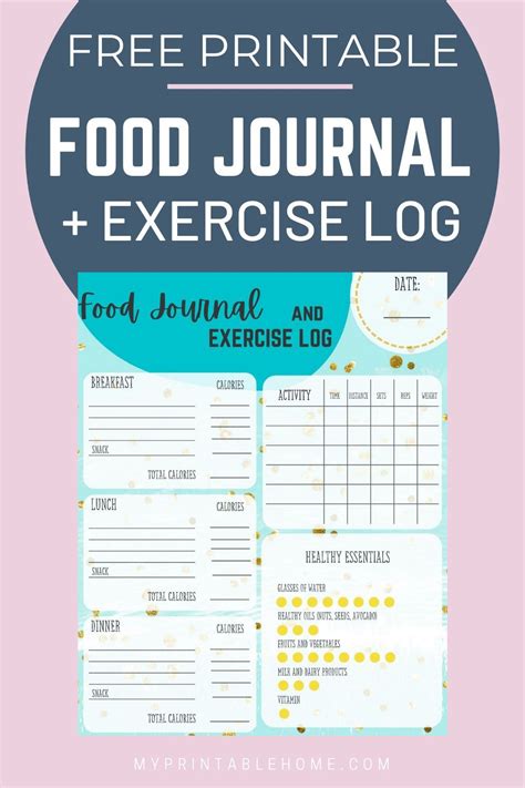 Printable Food Journal And Exercise Log My Printable Home Food