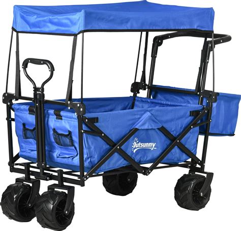 Durhand Folding Trolley Cart Storage Wagon Beach Trailer Wheels With