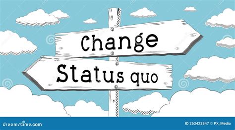 Change Status Quo Outline Signpost With Two Arrows Royalty Free