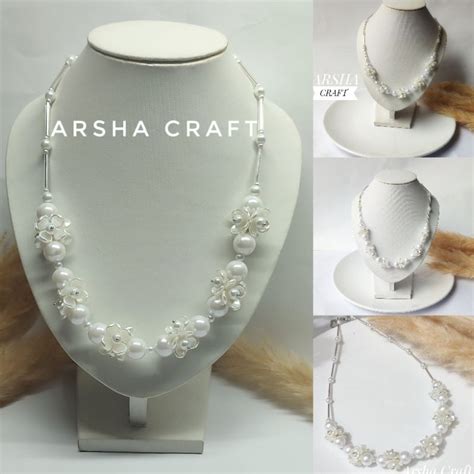 Jual Best Premium Crystal Beads Necklace Kalung Daily Hijab Arsha