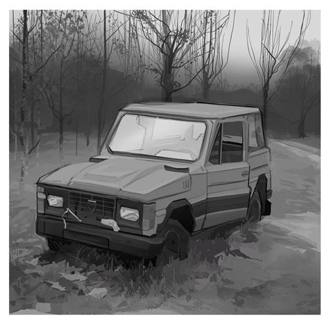 ArtStation - A car outside the city