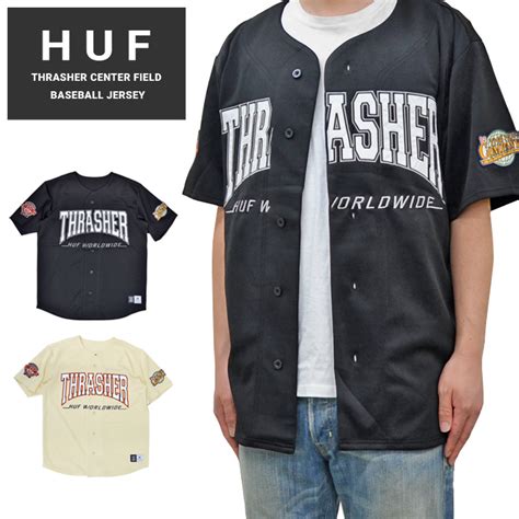 楽天市場割引クーポン配布中 HUF THRASHER ハフ スラッシャー ベースボール ジャージ CENTER FIELD