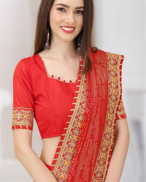 Red Heavy Georgette Embroidery Work Saree With Blouse