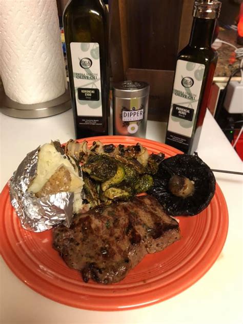 Steak And Brussel Sprouts Oil And Vinegar