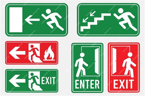 Premium Vector | Set of safety signs. exit sign. emergency fire exit door