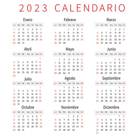 Plantilla De Calendario Español De Año Nuevo 2023 Minimalista Png 2023 Calendario Calendario