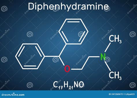 Diphenhydramine Molecular Structure, 3d Model Molecule, Benadryl, Structural Chemical Formula ...