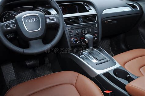 Audi A4 Car Interior, Cockpit, Steering and Gearbox and Interior Design Editorial Photo - Image ...