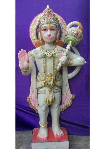 Shubh Laxmi Moorti Art White And Gold Hanuman White Marble Statue At Rs