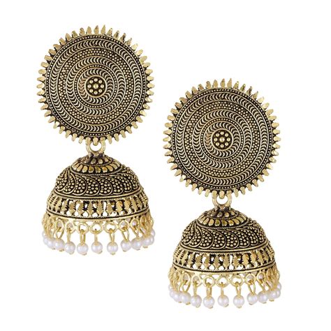 Meenaz Peacock Big Round Jhumkas Jhumka Jhumki Earrings Set Ear Rings