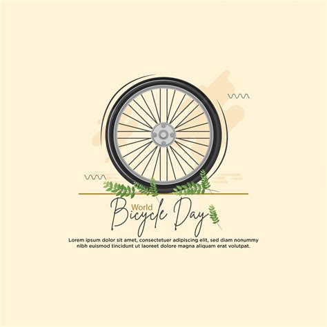 Premium Vector | A bicycle day poster with a bicycle wheel on it.