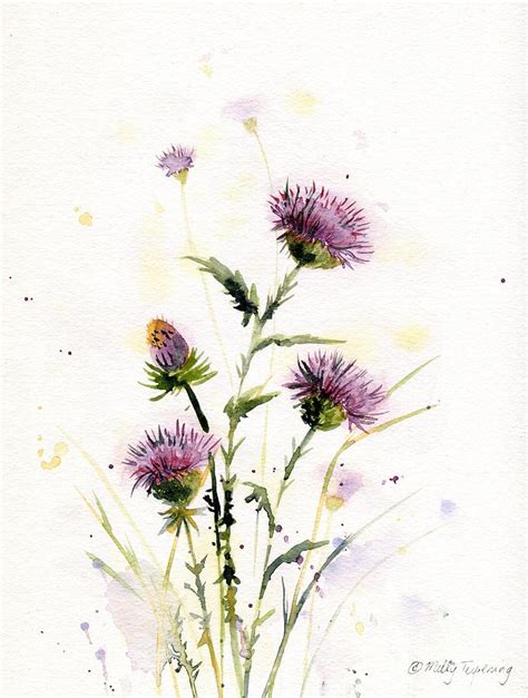 Abstract Milk Thistle Watercolor Painting By Melly Terpening Fine Art