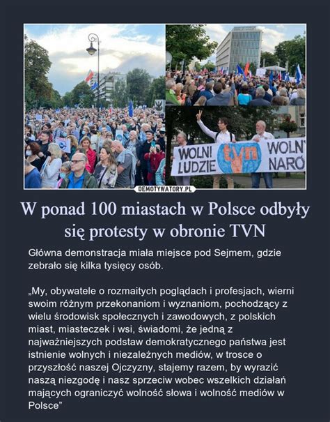 W Ponad Miastach W Polsce Odby Y Si Protesty W Obronie Tvn