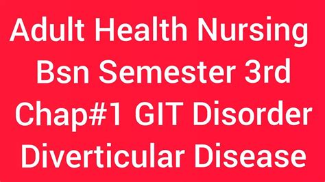 Adult Health Nursing Generic Bsn Semester Rd Chap Git Disorder No