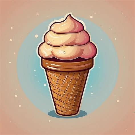 Cute Ice Cream Cone Cartoon Vector Icon Premium Ai Generated Image