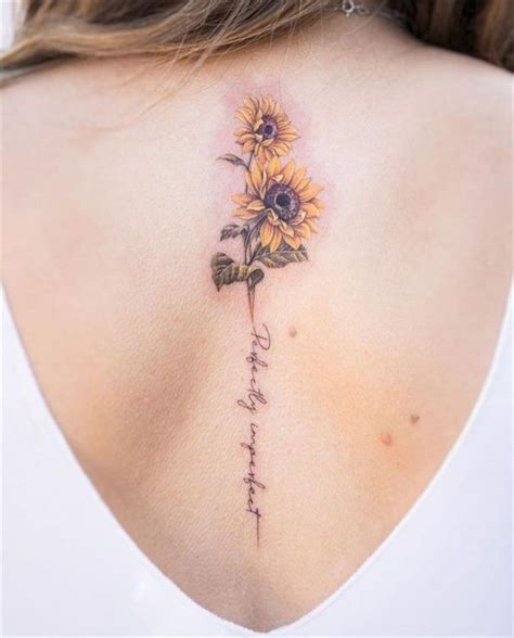 30 Inspiring Sunflower Tattoo Ideas To Embrace Spine Tattoos For