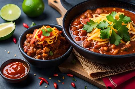 Premium AI Image | a picture of a chili with beans and chili.