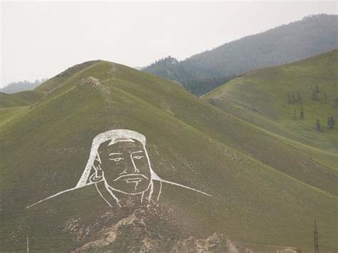 Portrait of Genghis Khan in the mountain - Ulaanbaatar