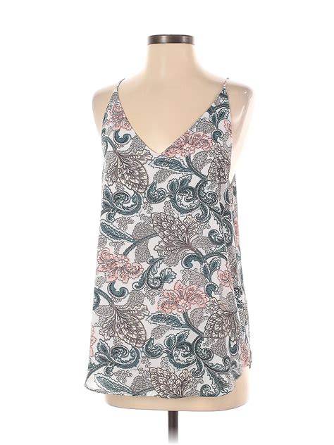 Ann Taylor Loft Outlet 100 Polyester Silver Sleeveless Blouse Size M