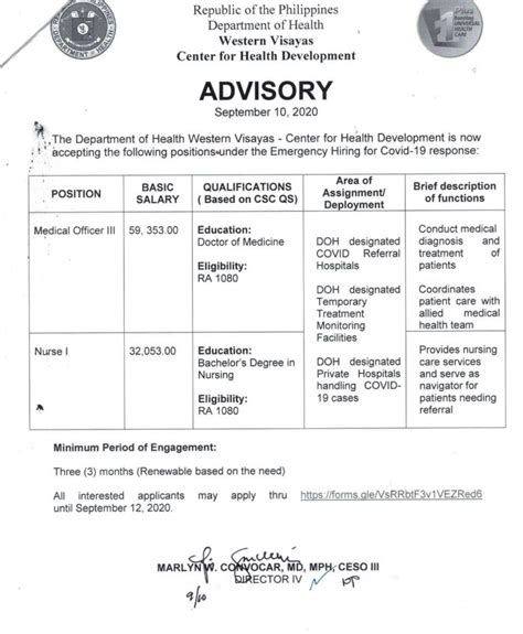 Doh 6 Hiring Nurses Doctors For Covid 19 Response