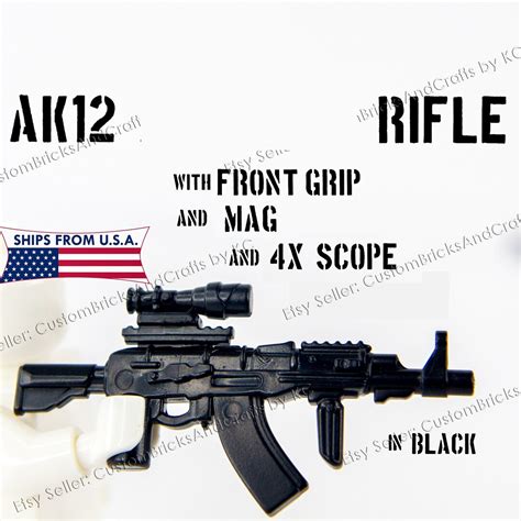 AK12 Rifle W/ Foregrip Mag 4x Scope CUSTOM TOY Brick for Minifig Black - Etsy