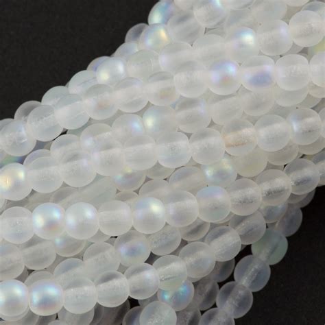 Czech 4mm Pressed Glass Round Beads Matte Crystal Ab 00030mx Aura