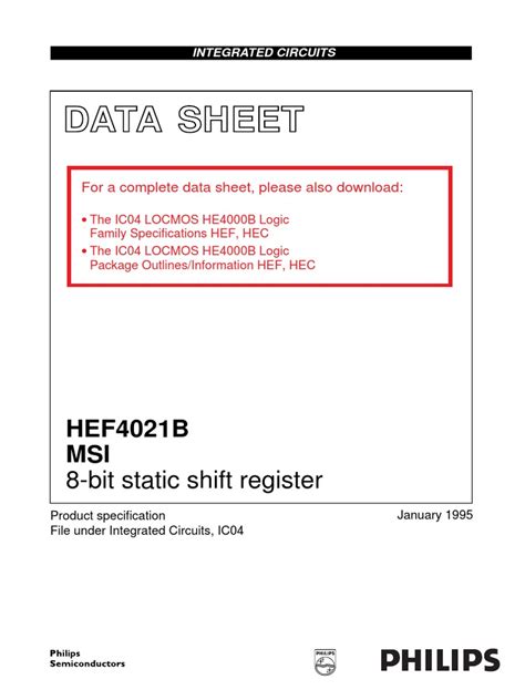 8 Bit Static Shift Register Data Sheet Pdf Logic Gate Integrated