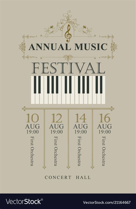 Poster for the annual festival of classical music Vector Image