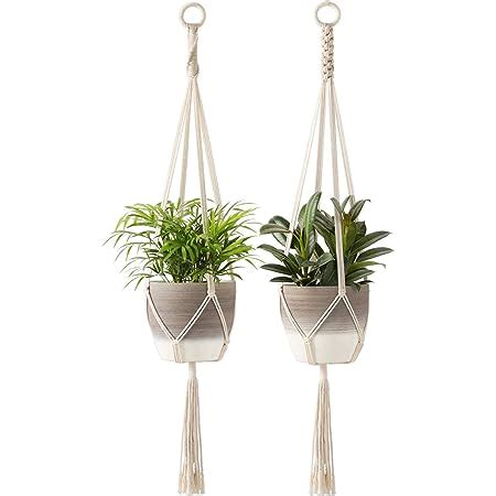 Mkono Macrame Plant Hangers Indoor Hanging Planter Basket Cotton Rope