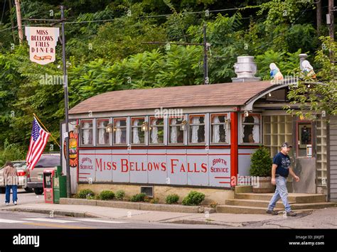 BELLOWS FALLS, VERMONT, USA - Miss Bellows Falls Diner, historic small ...