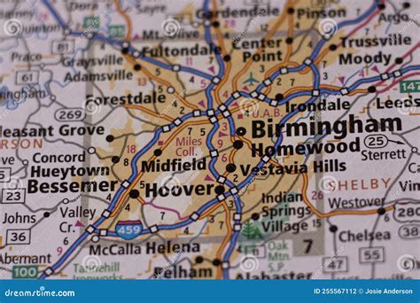 Birmingham Alabama on a Map Stock Photo - Image of travel, birmingham: 255567112