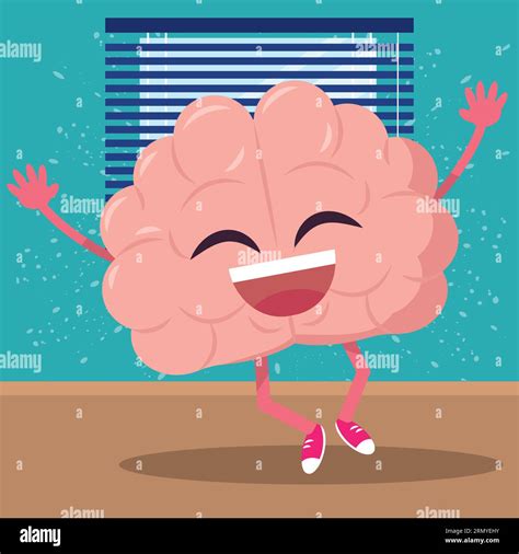 Isolated Cute Happy Brain Cartoon Character Vector Stock Vector Image