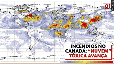 Incêndio no Canadá imagens de satélite mostram avanço de resíduos da