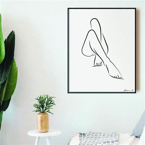 Woman Body Line Art Sensual Woman Art Nude Printable Poster Etsy