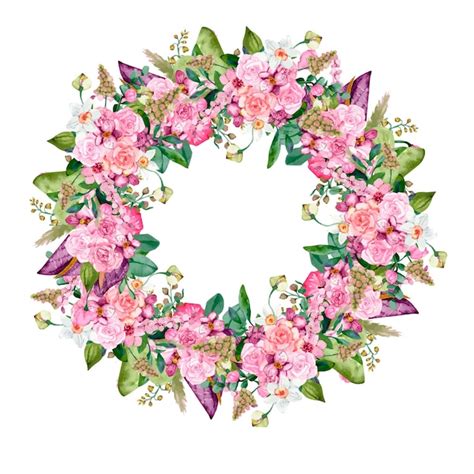 Premium Vector Watercolor Floral Wreath