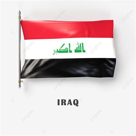 Backgrounds D Png D Waving Iraq Flag On Flagpole Isolated