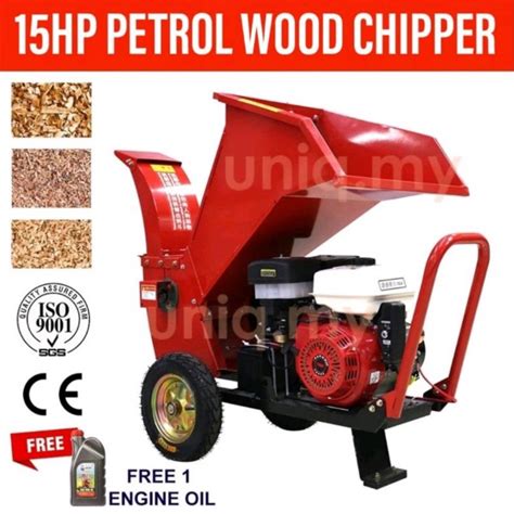 15HP Heavy Duty Petrol Wood Chipper Shredder Mesin Hancur Kayu